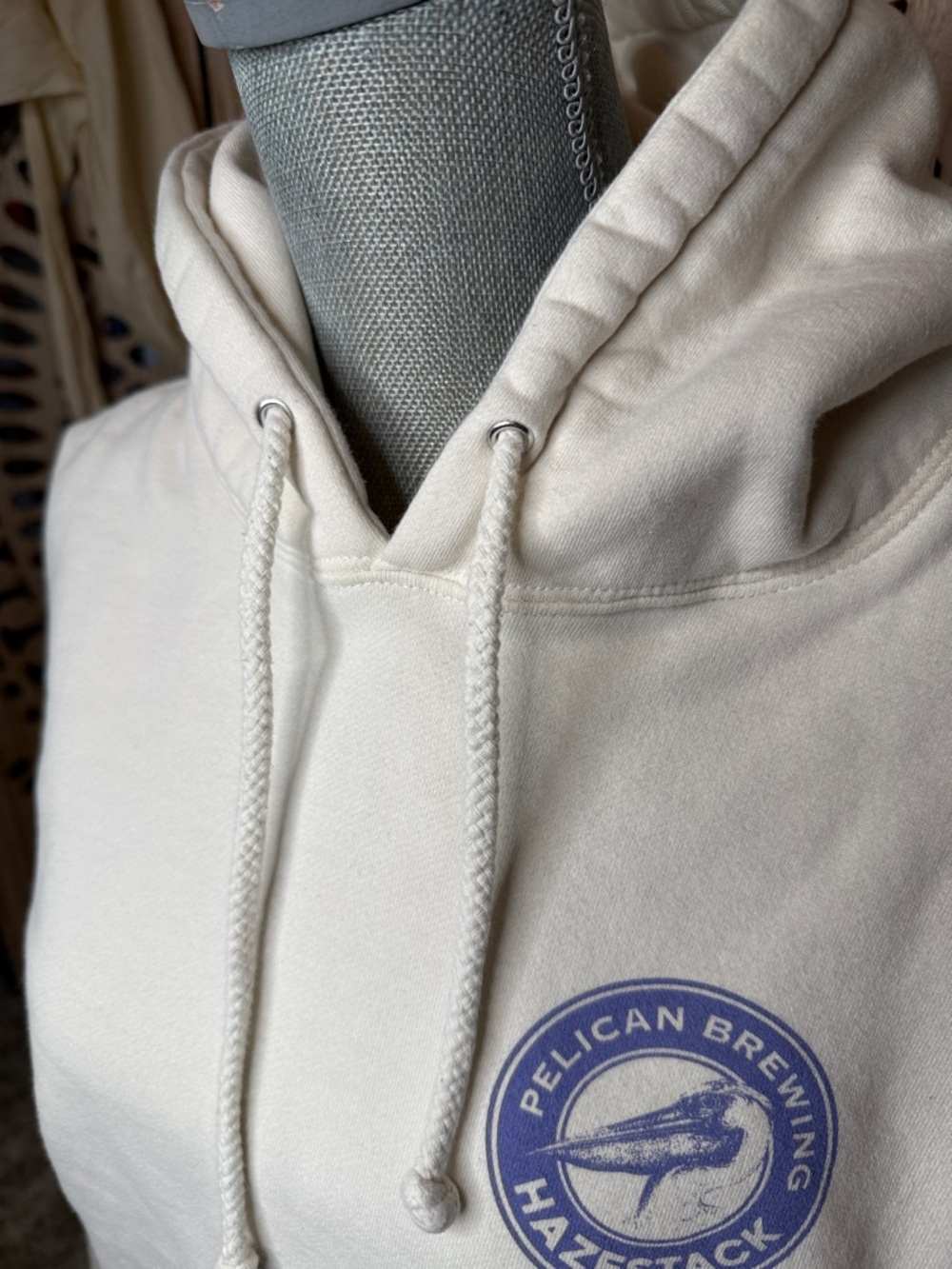 Cream Pullover Hoodie - Women's Sweatshirt - Picture 3 of 7